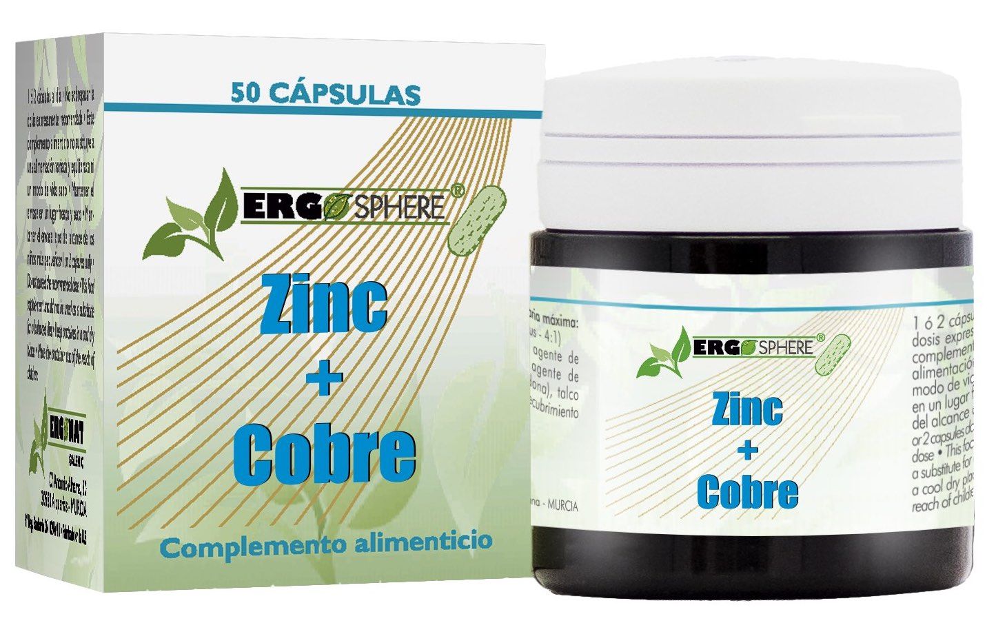 Zinc + Cobre microgránulos de Ergonat, 50 cápsulas